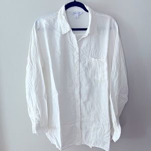 NWOT Old Navy Linen-Blend Boyfriend Shirt for Women. White size Large.